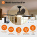 52 in. Farmhouse Bedroom Ceiling Fans with Lights, Smart Fans with Remote APP Alexa Control, Black Reversible Dimmable Noiseless Ceiling Fan -2-ErisView