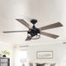 52 in. Farmhouse Black Downrod Mount LED Ceiling Fan with Light Kit and Remote, Indoor 5-Blade Ceiling Fan for Living Room-ErisView