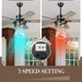 52 in. Farmhouse Ceiling Fan, Industrial Ceiling Fans with Light and Remote Control, Matte Black 5 Blade Ceiling Fan with Light-3-ErisView
