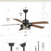 52 in. Farmhouse Ceiling Fan, Industrial Ceiling Fans with Light and Remote Control, Matte Black 5 Blade Ceiling Fan with Light-6-ErisView