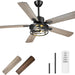 52 in. Farmhouse Ceiling Fan, Industrial Ceiling Fans with Light and Remote Control, Matte Black 5 Blade Ceiling Fan with Light-1-ErisView