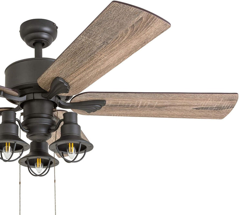 52 in. Farmhouse Ceiling Fan and Light Remote Control, Bronze Reversible Fan in Winter Summer-5-ErisView