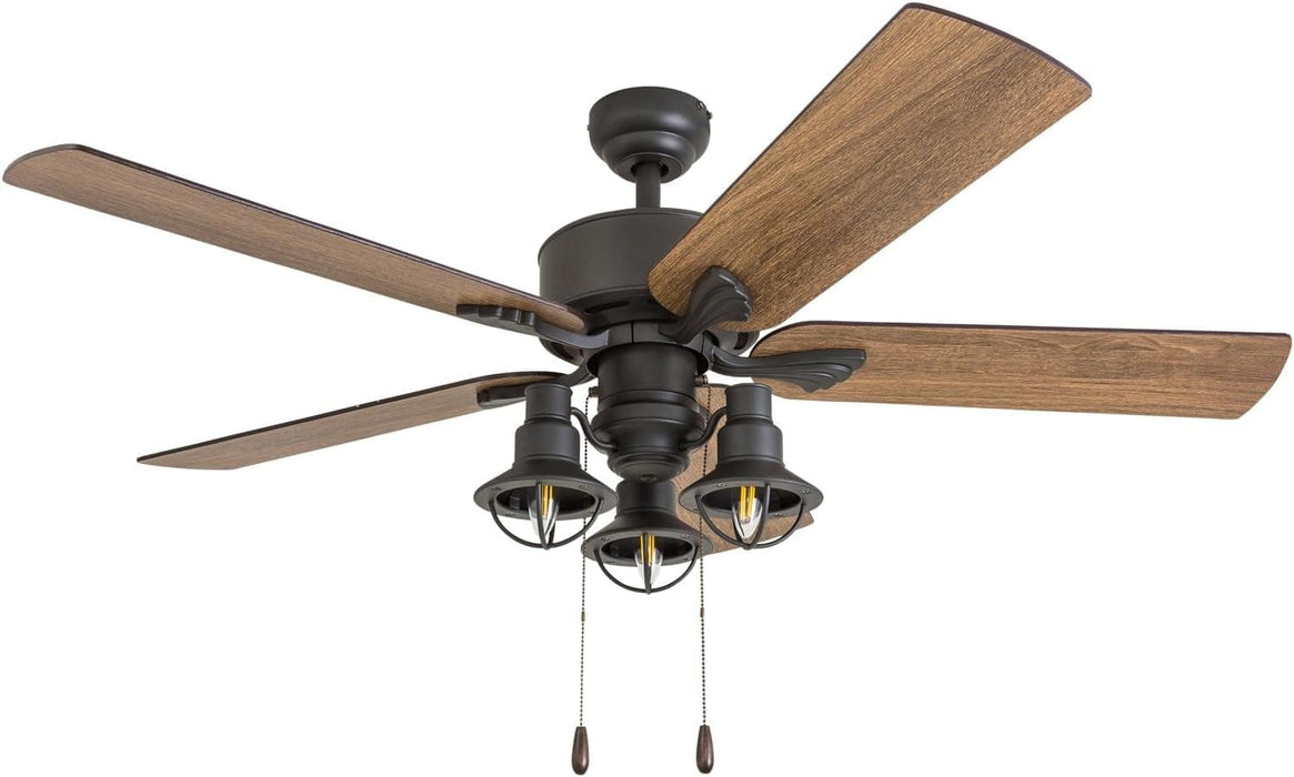 52 in. Farmhouse Ceiling Fan and Light Remote Control, Bronze Reversible Fan in Winter Summer-7-ErisView