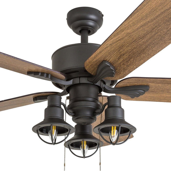 52 in. Farmhouse Ceiling Fan and Light Remote Control, Bronze Reversible Fan in Winter Summer-8-ErisView