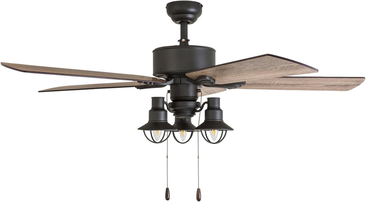 52 in. Farmhouse Ceiling Fan and Light Remote Control, Bronze Reversible Fan in Winter Summer-9-ErisView