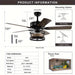 52 in. Farmhouse Ceiling Fan with 3 Lights 5 Wood Blades, Reversible Ceiling Fan for Living Room Dining Room-ErisView
