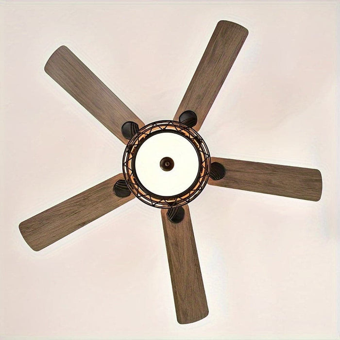 52 in. Farmhouse Ceiling Fan with 3 Lights 5 Wood Blades, Reversible Ceiling Fan for Living Room Dining Room-ErisView