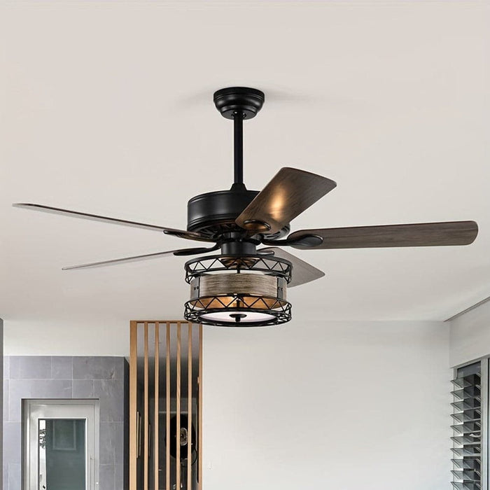 52 in. Farmhouse Ceiling Fan with 3 Lights 5 Wood Blades, Reversible Ceiling Fan for Living Room Dining Room-ErisView