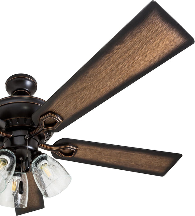 52 in. Farmhouse Ceiling Fan with Light, LED Ceiling Fan with Light Pull Chain, Reversible Ceiling Fan Summer Winter, Oil Rubbed Bronze Ceiling Fan-11-ErisView