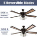 52 in. Farmhouse Ceiling Fan with Light, LED Ceiling Fan with Light Pull Chain, Reversible Ceiling Fan Summer Winter, Oil Rubbed Bronze Ceiling Fan-3-ErisView