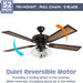 52 in. Farmhouse Ceiling Fan with Light, LED Ceiling Fan with Light Pull Chain, Reversible Ceiling Fan Summer Winter, Oil Rubbed Bronze Ceiling Fan-4-ErisView