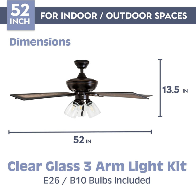 52 in. Farmhouse Ceiling Fan with Light, LED Ceiling Fan with Light Pull Chain, Reversible Ceiling Fan Summer Winter, Oil Rubbed Bronze Ceiling Fan-5-ErisView