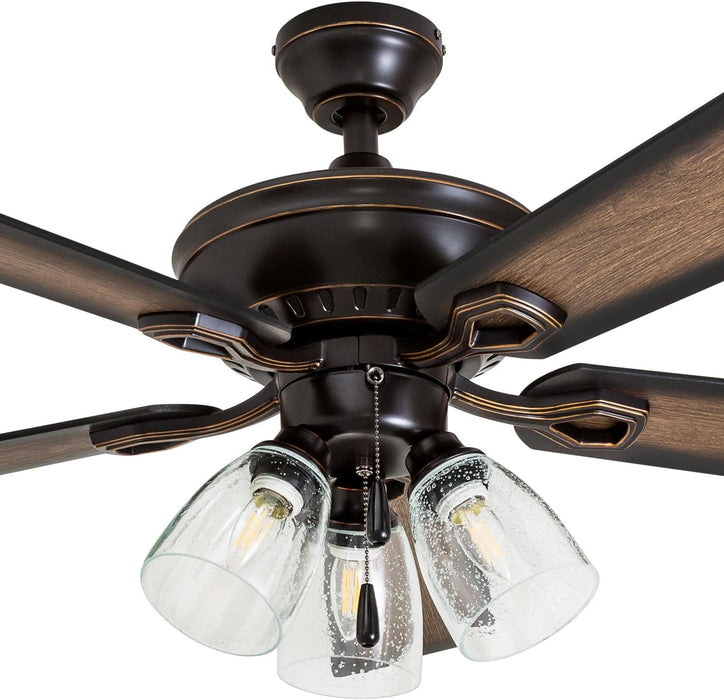 52 in. Farmhouse Ceiling Fan with Light, LED Ceiling Fan with Light Pull Chain, Reversible Ceiling Fan Summer Winter, Oil Rubbed Bronze Ceiling Fan-8-ErisView