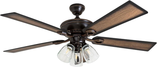 52 in. Farmhouse Ceiling Fan with Light, LED Ceiling Fan with Light Pull Chain, Reversible Ceiling Fan Summer Winter, Oil Rubbed Bronze Ceiling Fan-1-ErisView