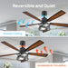 52 in. Farmhouse Ceiling Fan with Light, Wood Ceiling Fan with Lights, Indoor Remote Control Fan, Quiet Ceiling Fans with Lights-4-ErisView