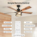 52 in. Farmhouse Ceiling Fan with Light, Wood Ceiling Fan with Lights, Indoor Remote Control Fan, Quiet Ceiling Fans with Lights-6-ErisView