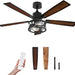 52 in. Farmhouse Ceiling Fan with Light, Wood Ceiling Fan with Lights, Indoor Remote Control Fan, Quiet Ceiling Fans with Lights-1-ErisView