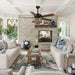 52 in. Farmhouse Ceiling Fan with Remote, 5-Blade Ceiling Fan with Driftwood Jute Wooden Beads-ErisView