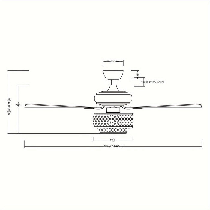 52 in. Farmhouse Ceiling Fan with Remote, 5-Blade Ceiling Fan with Driftwood Jute Wooden Beads-ErisView