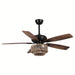 52 in. Farmhouse Ceiling Fan with Remote, 5-Blade Ceiling Fan with Driftwood Jute Wooden Beads-ErisView