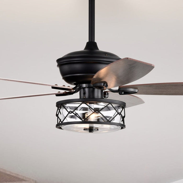 52 in. Farmhouse Downrod Mount Caged Reversible Ceiling Fan with Light and Remote Control for Living Room-ErisView
