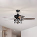 52 in. Farmhouse Downrod Mount Caged Reversible Ceiling Fan with Light and Remote Control for Living Room-ErisView