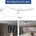 52 in. Farmhouse Flush Mount Low Profile Ceiling Fan with Remote Control, White LED Reversible Ceiling Fan for Bedroom Living Room Patios -5-ErisView