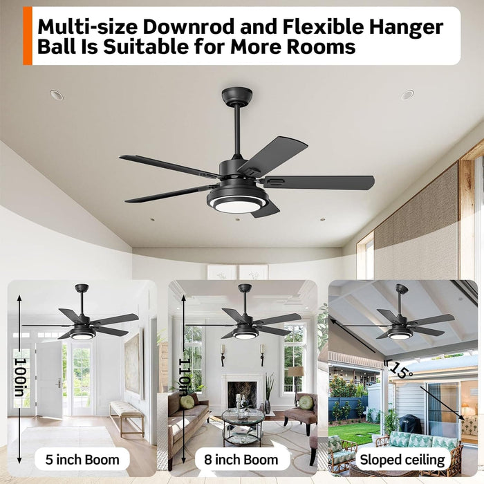 52 in. Farmhouse Modern Remote Control Ceiling Fan and Light, Silent Reversible DC Ceiling Fan for Bedroom Living Room-13-ErisView