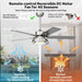 52 in. Farmhouse Modern Remote Control Ceiling Fan and Light, Silent Reversible DC Ceiling Fan for Bedroom Living Room-5-ErisView