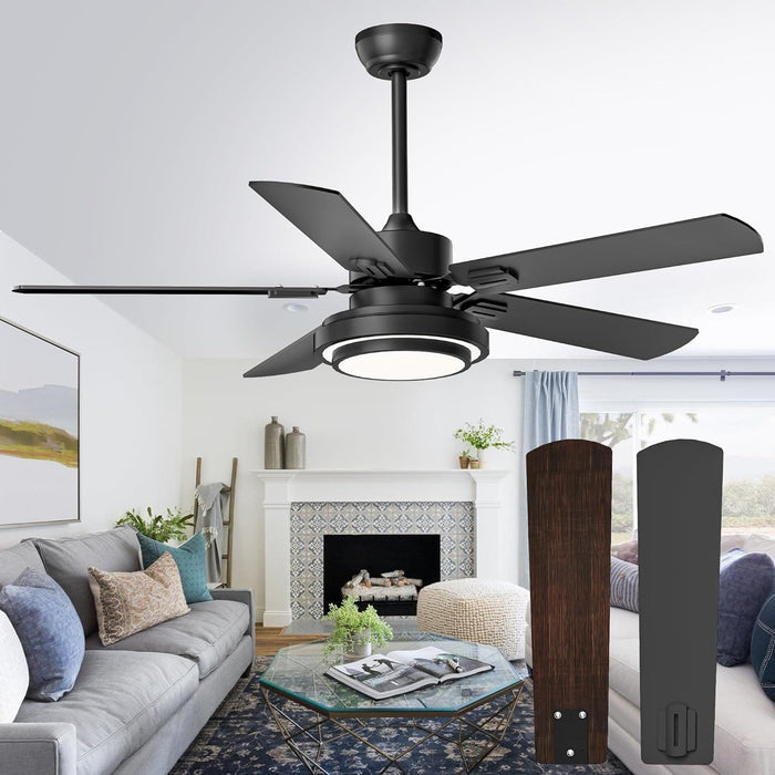 52 in. Farmhouse Modern Remote Control Ceiling Fan and Light, Silent Reversible DC Ceiling Fan for Bedroom Living Room-8-ErisView