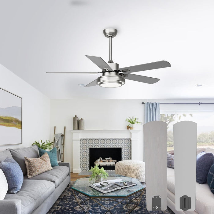 52 in. Farmhouse Modern Remote Control Ceiling Fan and Light, Silent Reversible DC Ceiling Fan for Bedroom Living Room-1-ErisView