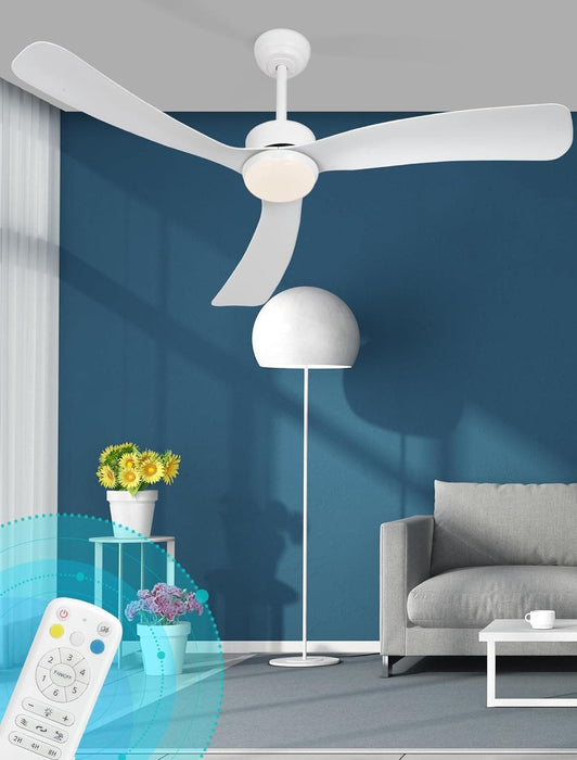 52 in. Farmhouse Modern Reversible DC Ceiling Fan for Bedroom, White Ceiling Fan, Outdoor Ceiling Fan with Light and Remote, Outdoor Patio Fans-10-ErisView