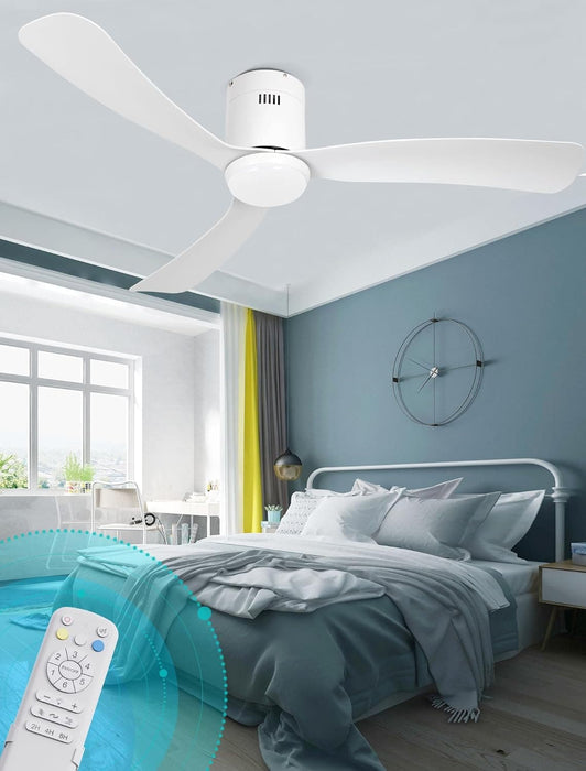 52 in. Farmhouse Modern Reversible DC Ceiling Fan for Bedroom, White Ceiling Fan, Outdoor Ceiling Fan with Light and Remote, Outdoor Patio Fans-19-ErisView