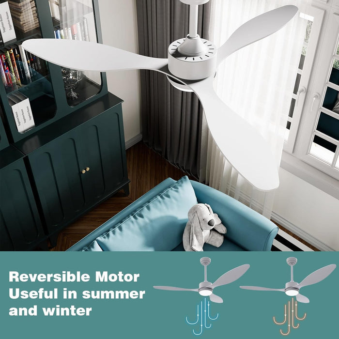 52 in. Farmhouse Modern Reversible DC Ceiling Fan for Bedroom, White Ceiling Fan, Outdoor Ceiling Fan with Light and Remote, Outdoor Patio Fans-2-ErisView