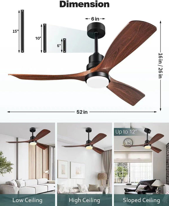 52 in. Farmhouse Remote Control Ceiling Fan and Light, Outdoor Fan for Patio, Modern Reversible Quiet Ceiling Fans-2-ErisView