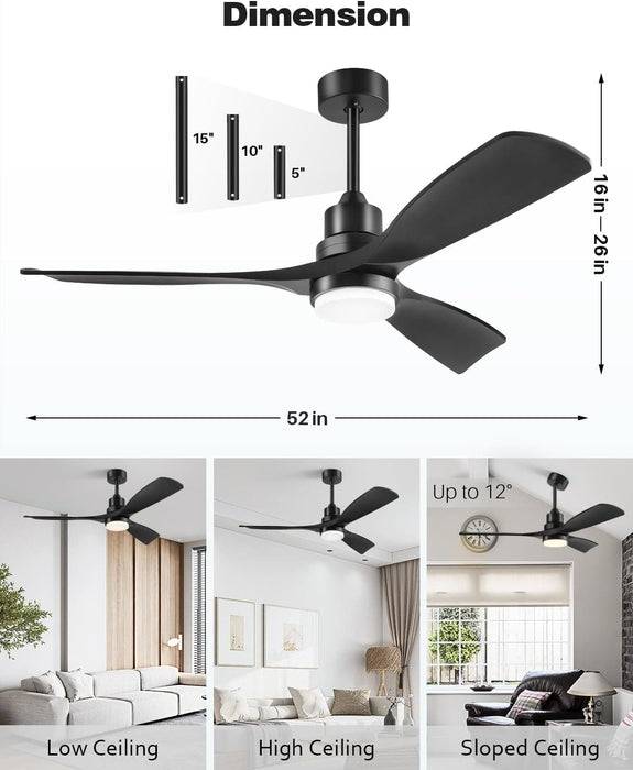 52 in. Farmhouse Remote Control Ceiling Fan and Light, Outdoor Fan for Patio, Modern Reversible Quiet Ceiling Fans-30-ErisView