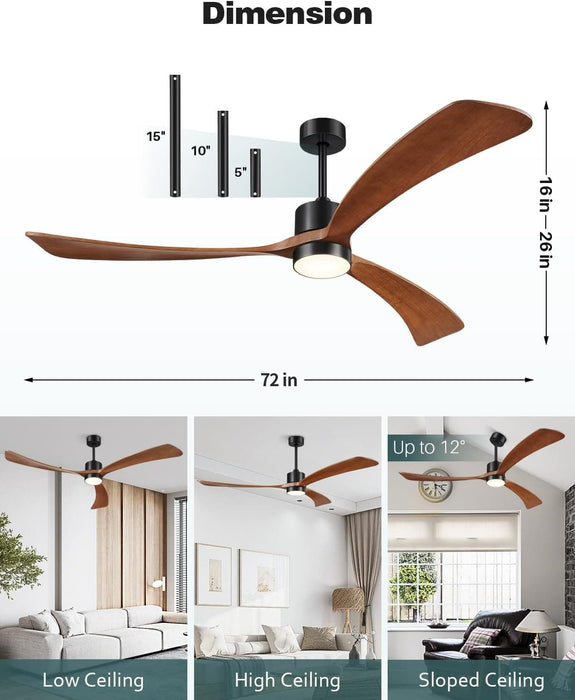 52 in. Farmhouse Remote Control Ceiling Fan and Light, Outdoor Fan for Patio, Modern Reversible Quiet Ceiling Fans-36-ErisView