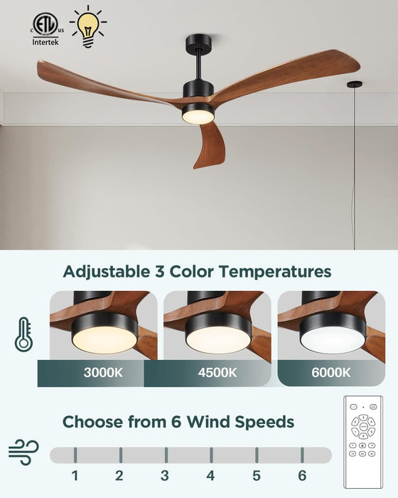 52 in. Farmhouse Remote Control Ceiling Fan and Light, Outdoor Fan for Patio, Modern Reversible Quiet Ceiling Fans-37-ErisView