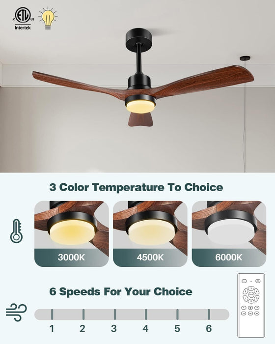 52 in. Farmhouse Remote Control Ceiling Fan and Light, Outdoor Fan for Patio, Modern Reversible Quiet Ceiling Fans-3-ErisView