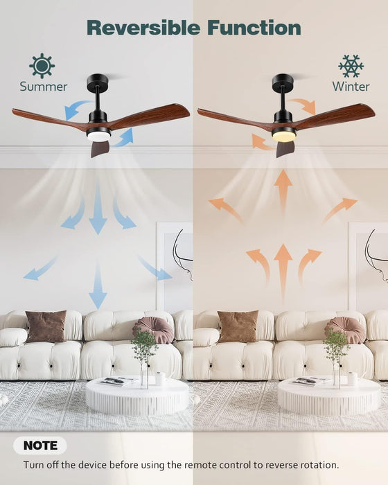 52 in. Farmhouse Remote Control Ceiling Fan and Light, Outdoor Fan for Patio, Modern Reversible Quiet Ceiling Fans-6-ErisView