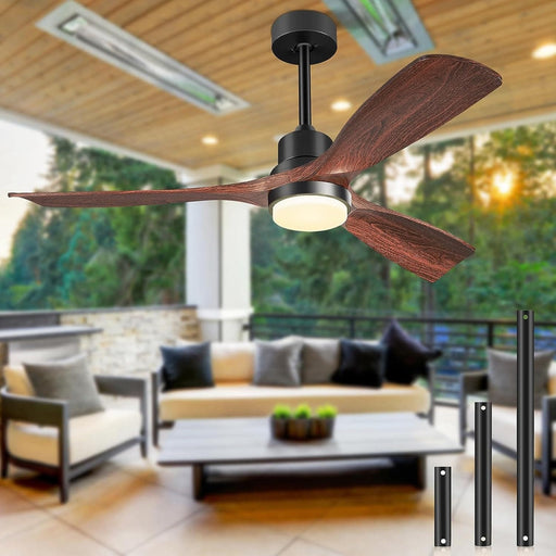 52 in. Farmhouse Remote Control Ceiling Fan and Light, Outdoor Fan for Patio, Modern Reversible Quiet Ceiling Fans-1-ErisView