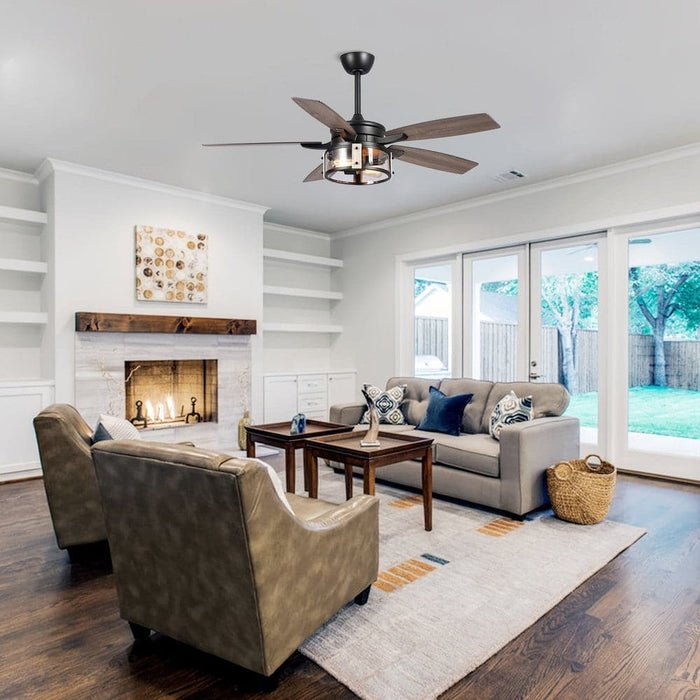 52 in. Farmhouse Wood Ceiling Fan with Light Remote-ErisView