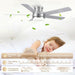 52 in. Flush Mount Brushed Nickel Ceiling Fan, Remote Ceiling Fan with Light, Dimmable LED Reversible DC Ceiling Fan, 5 Blades Modern Ceiling Fan-5-ErisView