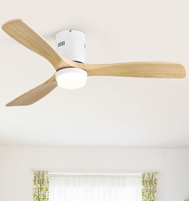 52 in. Flush Mount Ceiling Fan and Light, Modern Low Profile Ceiling Fan with Remote, Farmhouse Reversible DC Ceiling Fan for Patios Bedroom Living Room -14-ErisView