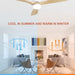 52 in. Flush Mount Ceiling Fan and Light, Modern Low Profile Ceiling Fan with Remote, Farmhouse Reversible DC Ceiling Fan for Patios Bedroom Living Room -16-ErisView