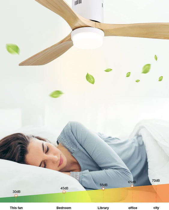 52 in. Flush Mount Ceiling Fan and Light, Modern Low Profile Ceiling Fan with Remote, Farmhouse Reversible DC Ceiling Fan for Patios Bedroom Living Room -20-ErisView