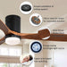 52 in. Flush Mount Ceiling Fan and Light, Modern Low Profile Ceiling Fan with Remote, Farmhouse Reversible DC Ceiling Fan for Patios Bedroom Living Room -4-ErisView