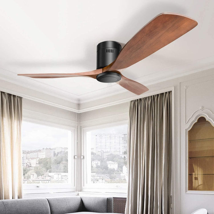 52 in. Flush Mount Ceiling Fan and Light, Modern Low Profile Ceiling Fan with Remote, Farmhouse Reversible DC Ceiling Fan for Patios Bedroom Living Room -8-ErisView