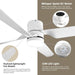 52 in. Flush Mount Ceiling Fan with Light, White Low Profile Ceiling Fan for Indoor Outdoor Use-2-ErisView