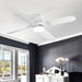 52 in. Flush Mount Ceiling Fan with Light, White Low Profile Ceiling Fan for Indoor Outdoor Use-1-ErisView